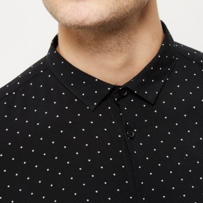 Black star print casual shirt